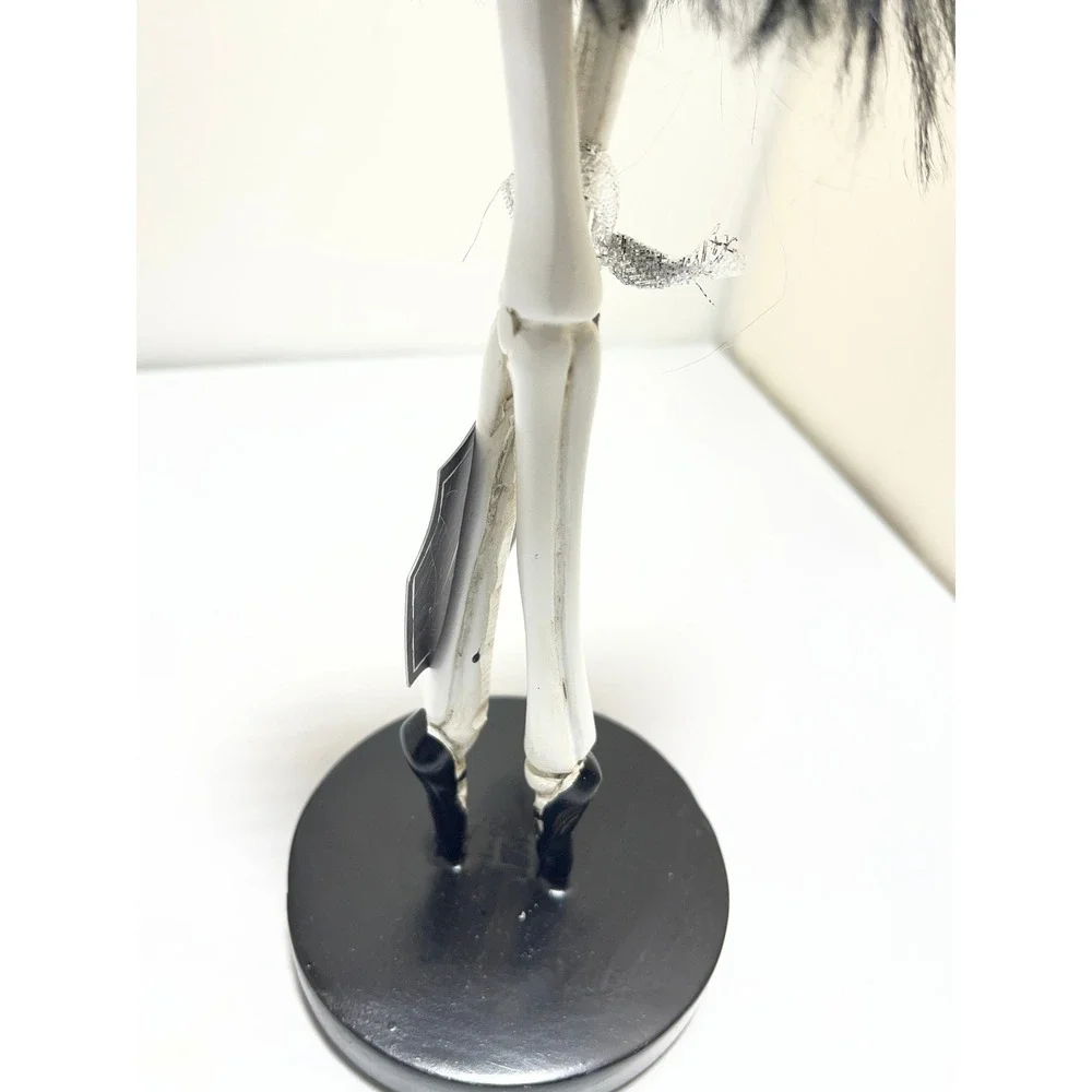 Bella Lux Skeleton Ballerina Halloween Decor Black Feather Tutu Gothic Figurine